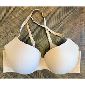 Victoria Secret 36D lined demi nude preloved adjustable straps cross push up